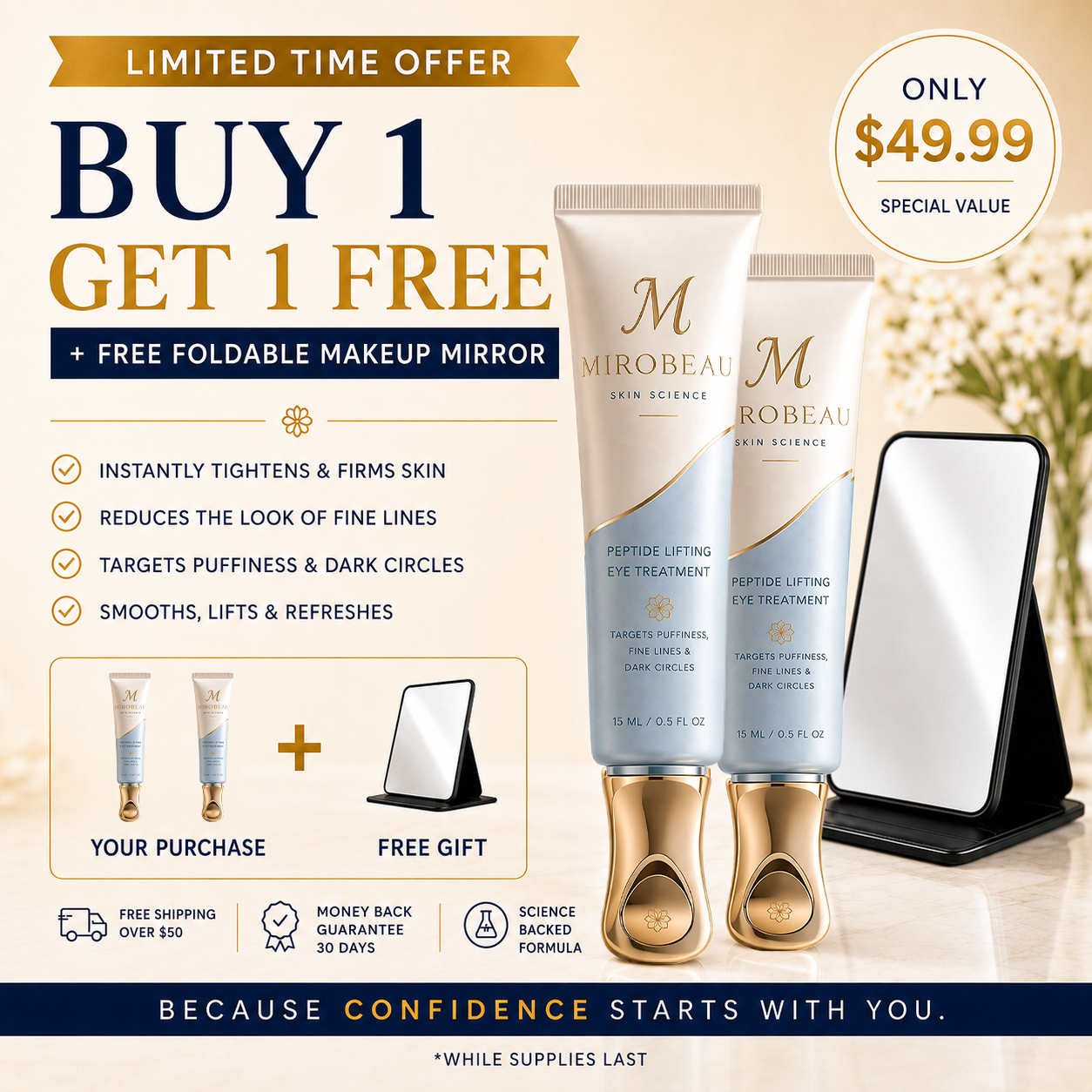 Mirobeau™ Instant Face Temporary Tightener – Instant visible results in 30 seconds